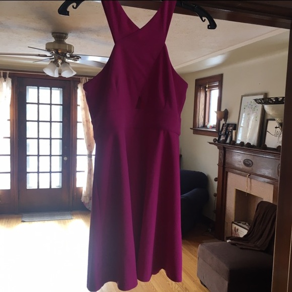 For sale Lulus Bright Pink Medium Stretchy Knit Skater Dress with a peekaboo cut - Picture 5 of 6